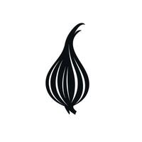 Minimalist black and white illustration of an onion with flowing lines vector