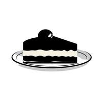 Decadent chocolate cake slice served on a white plate with a glossy topping vector