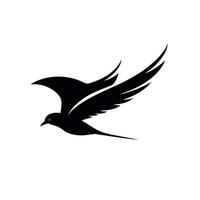 Elegant black silhouette of a bird in flight with detailed wings vector