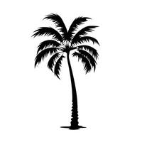 Silhouette of a tall palm tree standing alone against a white background vector