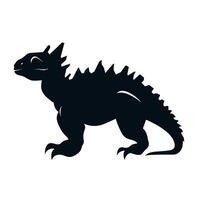 Silhouette of a fictional creature with spiky back and strong limbs vector