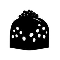 Dessert showcasing a rounded shape with small decorative features in silhouette style vector