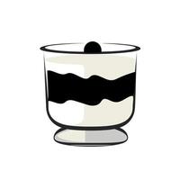 Delicious dessert with contrasting layers served in an elegant glass vector