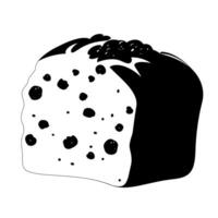 Black and white illustration of a textured bread loaf with spots and unique shape vector
