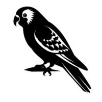 Black silhouette of a bird perched on a branch in a minimalist style vector
