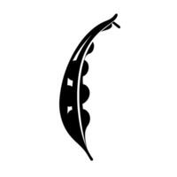 Illustration of a pea pod with three peas inside against a plain background vector