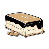 Delicious layered dessert with chocolate and cream showcasing a smooth texture and appealing colors vector