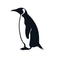 Black and white silhouette of a penguin standing on a plain background vector