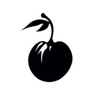 Black silhouette of an apple with a leaf isolated on a white background vector