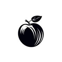 Stylized black apple illustration with leaf isolated on a white background for design purposes vector