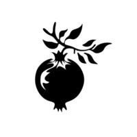 Pomegranate silhouette with leaves showcasing natural design elements and simplicity vector