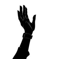 Hand reaching upward in silhouette against a white background expressing hope or intention vector