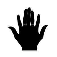 Hand silhouette featuring wedding rings against a plain background vector