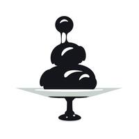 Indulgent dessert served on a polished silver platter with a glossy chocolate sauce vector