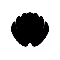Shell silhouette with distinct curved edges and smooth surface presented in black color vector