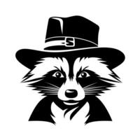 Raccoon wearing a hat with an expressive gaze in a playful cartoon style vector