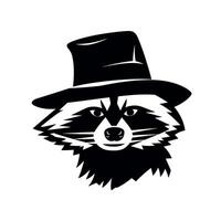 Stylish raccoon wearing a hat showcases playful charm and personality in simple design vector