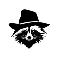 Raccoon wearing a stylish hat showcases playful character in a fun design vector