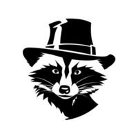 Raccoon wearing a top hat in a stylish and playful design vector