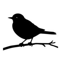 Silhouette of a small bird perched on a branch in a minimalist style vector