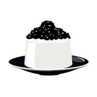 Delicate dessert featuring cream and black toppings served on a sleek plate vector