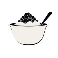 Bowl filled with whipped cream and berries served on a dining table during a summer gathering vector