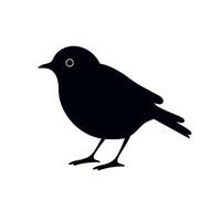 Black silhouette of a small bird standing on a light background vector