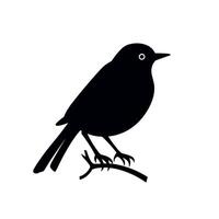 Black silhouette of a bird perched on a branch against a light background vector