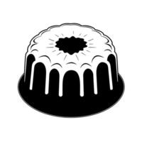 Black and white illustration of a decorative bundt cake on a plain background vector