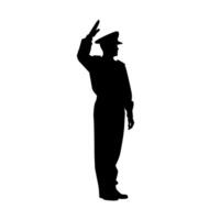 Silhouette of a soldier saluting at a ceremonial event vector