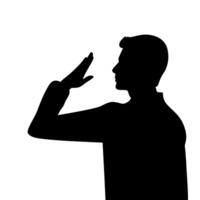 Man saluting with a raised hand against a white background vector