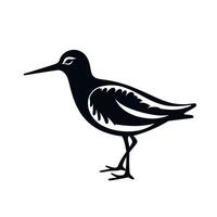 Bird standing on one leg among stylized vegetation in a minimalist design vector