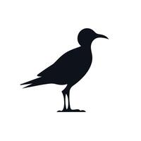Stylized black bird silhouette standing on one leg against a minimalistic background vector