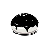 Delicious black and white dessert topped with glossy chocolate glaze vector