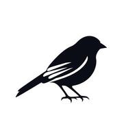Stylized black silhouette of a small bird perched quietly on a branch vector