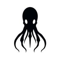 Black silhouette of an octopus with tentacles on a white background for creative designs vector