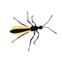 Insect with black body and yellow wings captured in a simple design vector