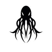 Black silhouette of an octopus with extended tentacles and sharp features vector