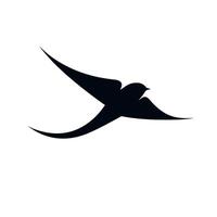 Black silhouette of a bird in flight against a white background during daytime vector