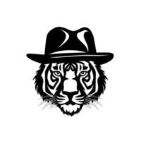 Tiger wearing a stylish hat in a creative illustration with bold lines and details vector