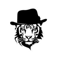 Tiger wearing a stylish hat in a creative art representation vector
