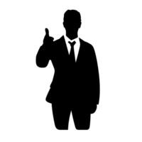 Businessman in formal attire giving a thumbs up gesture in a professional setting vector