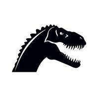 Dinosaur skull silhouette displayed against a plain background in a minimalist style vector