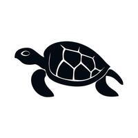 Black sea turtle graphic swimming in a simple style on a white background vector