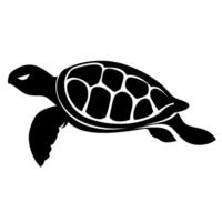 Black silhouette of a turtle swimming in the ocean against a light background vector