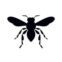 Black silhouette of a bee resting on a light background in a minimalist style vector