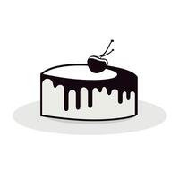 Delicious chocolate cake with cherry topping presented on a white background vector