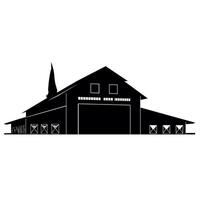 Farm building silhouette with simple design against a light background vector