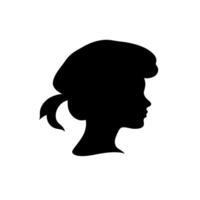 Silhouette of a young girl with a ponytail in profile view vector