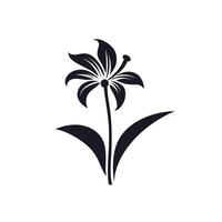 Decorative black flower design with detailed petals and leaves on a simple background vector